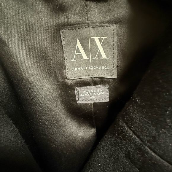 Armani Exchange A/X Women’s Black Wool Blend Pea Coat Jacket Lined - Size Medium - Picture 4 of 12